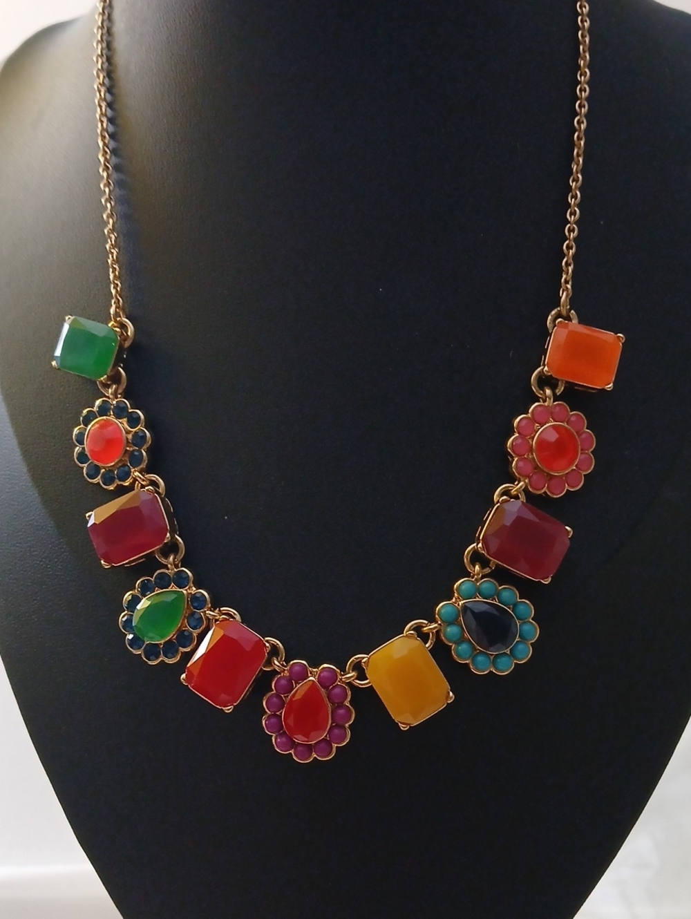 Kate Spade Colorful Multi-Stone Statement Necklace - Gold Tone